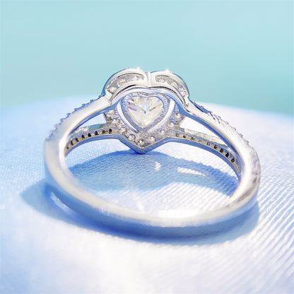 Romantic 1 Carat Heart Shaped Moissanite Ring | S925 Silver D VVS1 Solitaire | Caratix