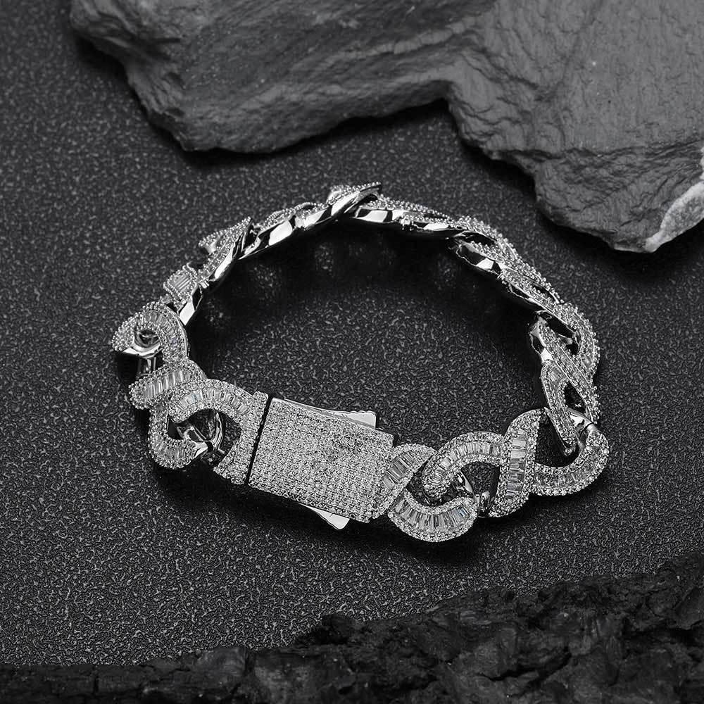 Infinity 8 Link Cuban Chain Bracelet with T-Shaped Zircon - CaratixJewelry