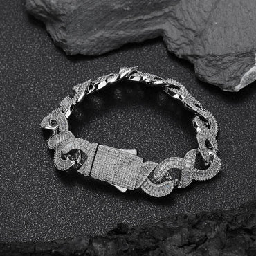 Infinity 8 Link Cuban Chain Bracelet with T-Shaped Zircon - CaratixJewelry