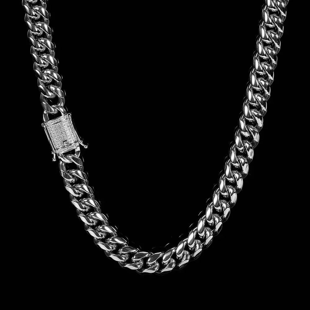 12mm Cuban Chain Necklace with Clasp and 18K Gold Plating for Men | Titanium Steel and Stainless Steel | Caratix Jewelry - CaratixJewelry