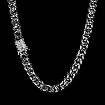 12mm Cuban Chain Necklace with Clasp and 18K Gold Plating for Men | Titanium Steel and Stainless Steel | Caratix Jewelry - CaratixJewelry