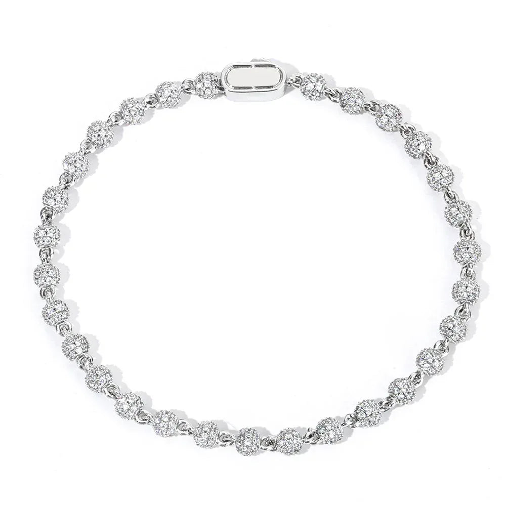 Custom 4mm Fully Iced-Out Round Bead Bracelet | Versatile Rapper Iced Out Chain | Caratix - CaratixJewelry