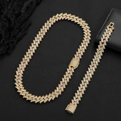 15mm Miami Cuban Chain Bracelet with Zircon - CaratixJewelry