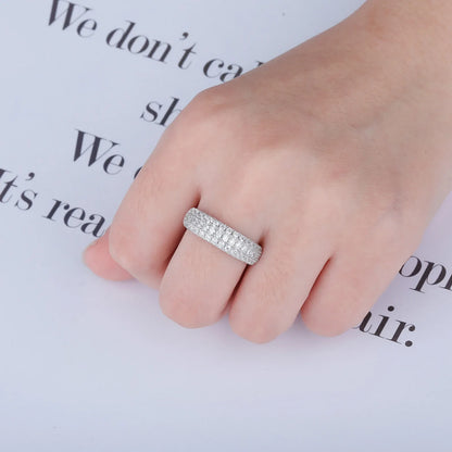 S925 Sterling Silver Starry Night Ring | Full Iced Out Pave Band | Caratix