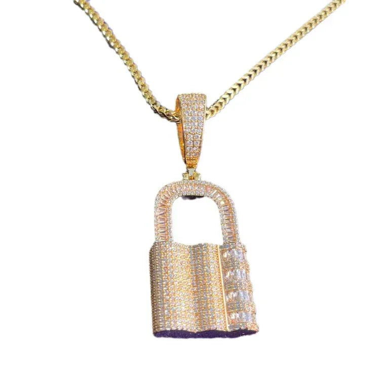 Unisex Minimalist Lock Necklace | Premium Copper CZ Sweet & Cool Accessory - CaratixJewelry