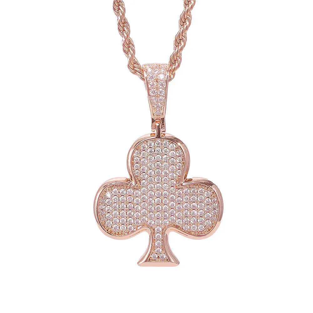 Iced Out Plum Blossom Pendant Necklace Zircon Gold Chain Rapper Style | Caratix Jewelry - CaratixJewelry