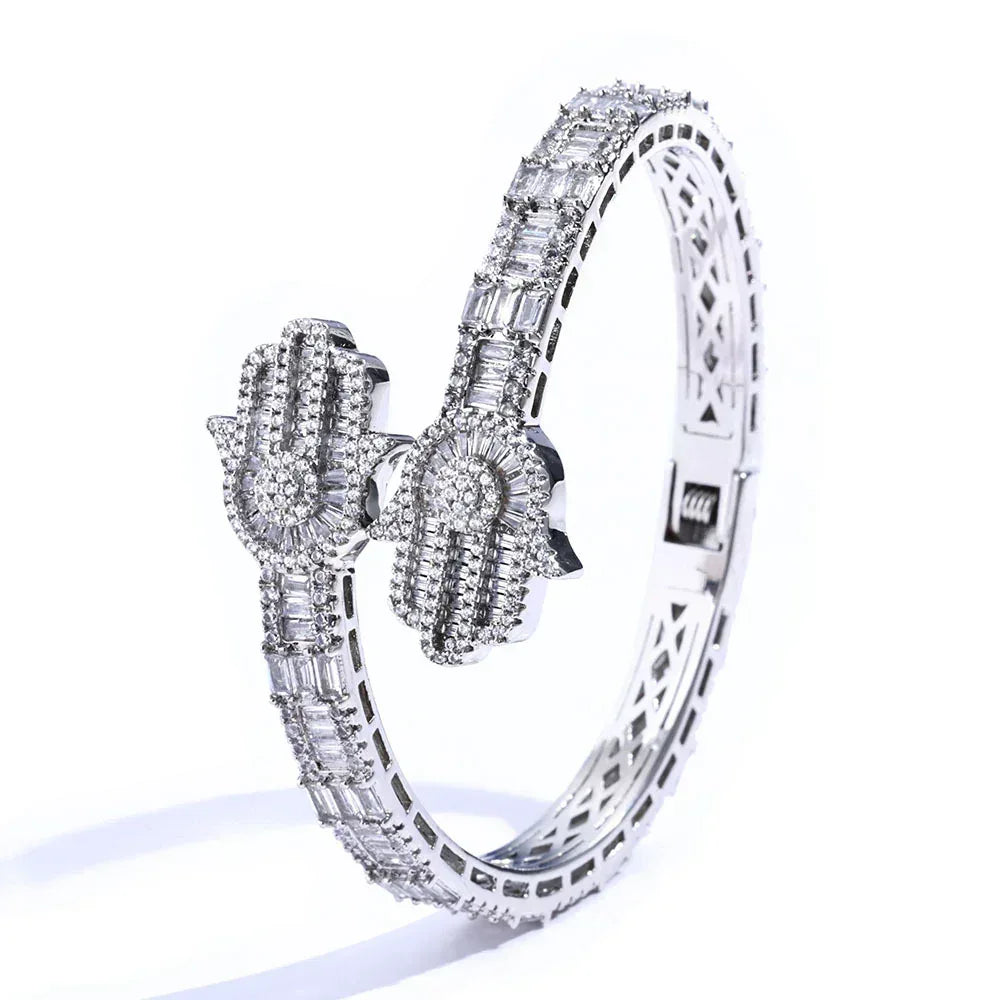 Mixed Zircon Hand of Fatima Bracelet for Men | High-End Hip Hop Jewelry | Caratix Jewelry - CaratixJewelry