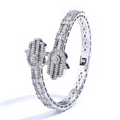 Mixed Zircon Hand of Fatima Bracelet for Men | High-End Hip Hop Jewelry | Caratix Jewelry - CaratixJewelry
