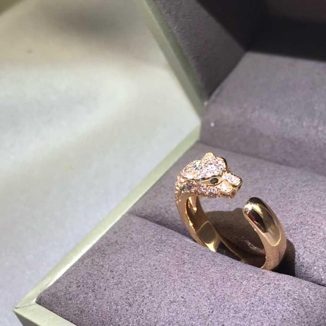Women's Rose Gold Panther Ring | Iced Out Leopard Head Bypass Band | Caratix