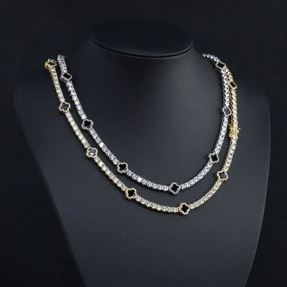 Iced Out Tennis Chain Necklace with Zircon and Drip Oil Finish for Women | Caratix Jewelry - CaratixJewelry
