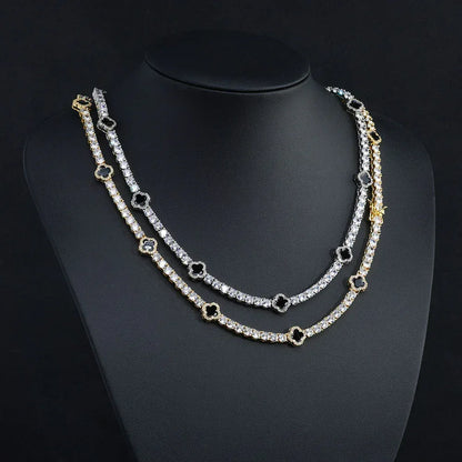 Iced Out Tennis Chain Necklace with Zircon and Drip Oil Finish for Women | Caratix Jewelry - CaratixJewelry
