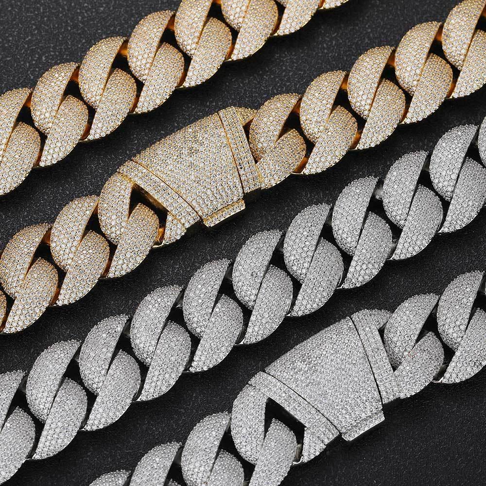 24mm Bubble Cuban Link Moissanite Chain for Men – S925 Sterling Silver Luxury Hip Hop Necklace - CaratixJewelry