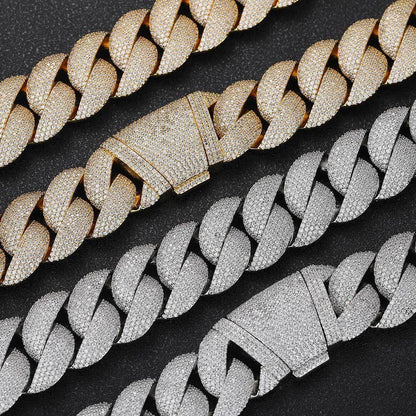 24mm Bubble Cuban Link Moissanite Chain for Men – S925 Sterling Silver Luxury Hip Hop Necklace - CaratixJewelry