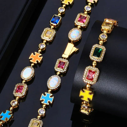 Colorful Gemstone Necklace with Zircon for Men and Women | High-End Hip Hop Jewelry | Caratix Jewelry - CaratixJewelry
