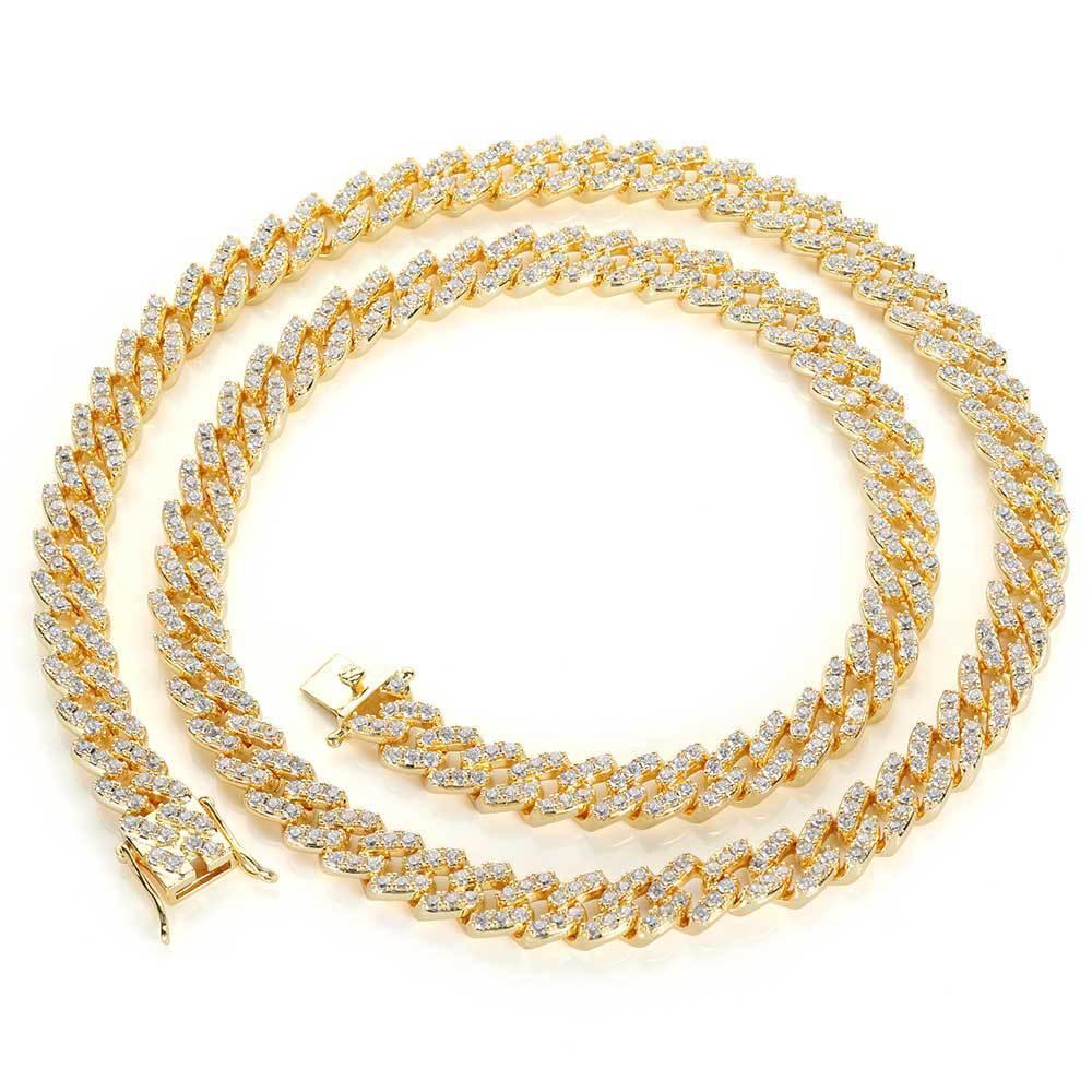 9mm Single Row Cuban Chain Zircon Bling Jewelry Necklace - CaratixJewelry