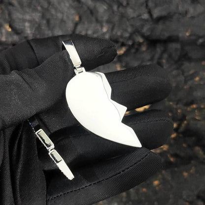 Magnetic Heart Photo Pendant Necklace with Micro-Pave Zircon for Men | Caratix Jewelry - CaratixJewelry