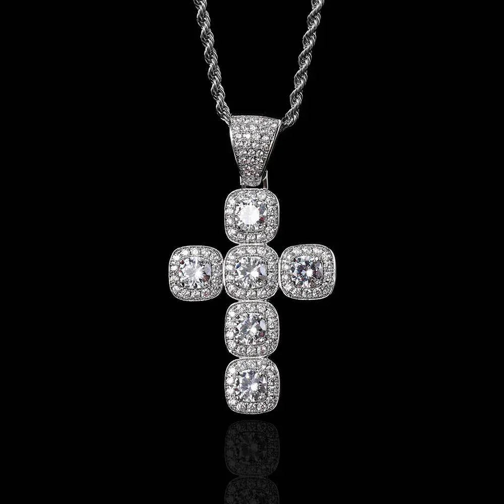 Custom Full Cross Pendant Necklace with Zircon Stones for Men | Caratix Jewelry - CaratixJewelry