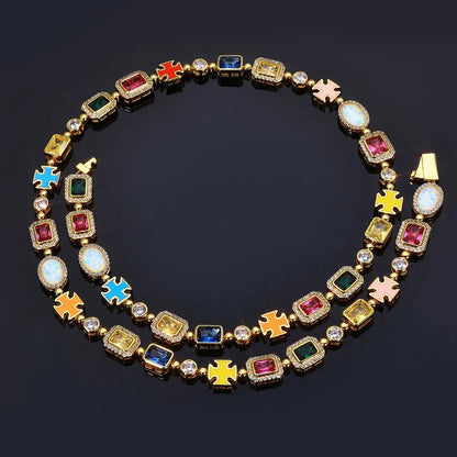 Colorful Gemstone Necklace with Zircon for Men and Women | High-End Hip Hop Jewelry | Caratix Jewelry - CaratixJewelry