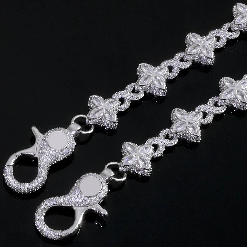 Women's Clover & Infinity 8 Metallic Waist Chain | Iced Out Jewelry Body Link | Luxury Zircon Belt Accessory | Caratix - CaratixJewelry