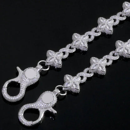 Women's Clover & Infinity 8 Metallic Waist Chain | Iced Out Jewelry Body Link | Luxury Zircon Belt Accessory | Caratix - CaratixJewelry