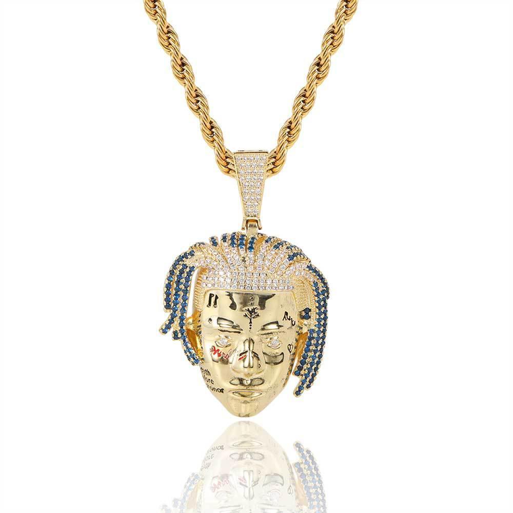Custom Hip Hop Singer Portrait Pendant Necklace with Zircon Stones for Men | Caratix Jewelry - CaratixJewelry
