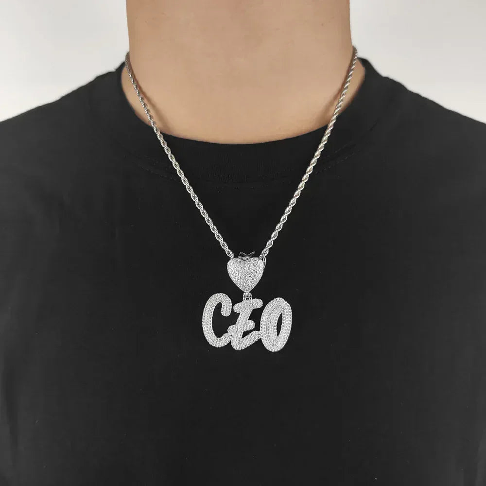 Creative Heart Lock Double Layer Pendant Necklace with Calligraphy Letters and Numbers for Men | Caratix Jewelry - CaratixJewelry