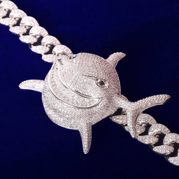 Iced Out Great White Shark Pendant | Big Animal Hip Hop Necklace | Men's Rock & Streetwear Jewelry | Premium Copper CZ Bling | Caratix - CaratixJewelry