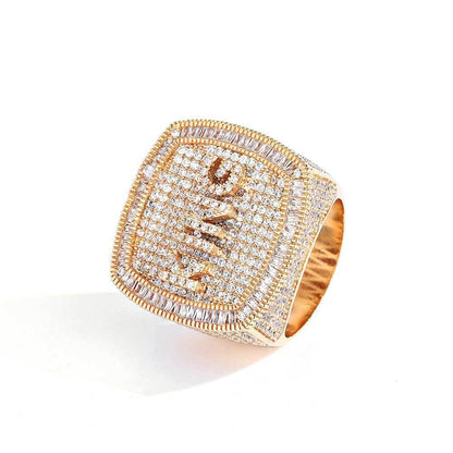 Custom DIY Alphabet Zircon Ring for Men | Trendy Hip Hop Jewelry with Copper Setting | Caratix Jewelry - CaratixJewelry