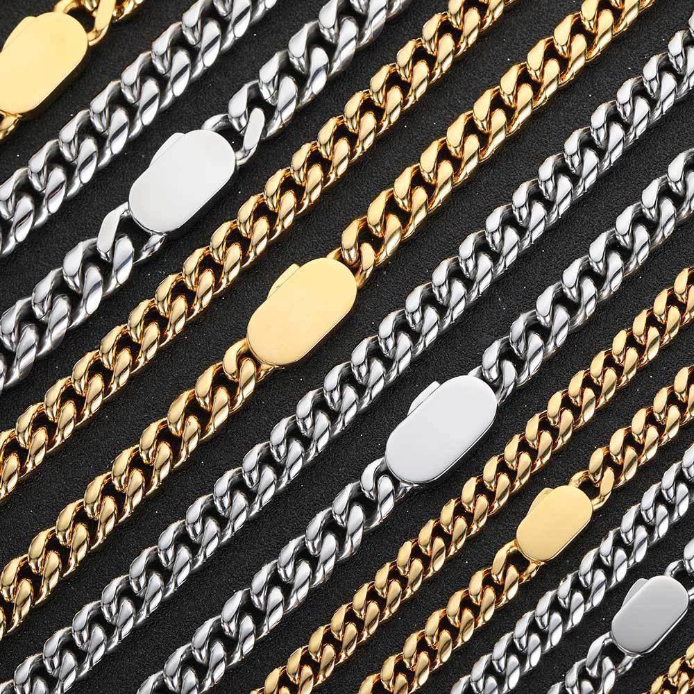 Stainless Steel Cuban Chain Necklace with Spring Clasp Titanium Steel for Men | Caratix Jewelry - CaratixJewelry