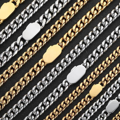 Stainless Steel Cuban Chain Necklace with Spring Clasp Titanium Steel for Men | Caratix Jewelry - CaratixJewelry