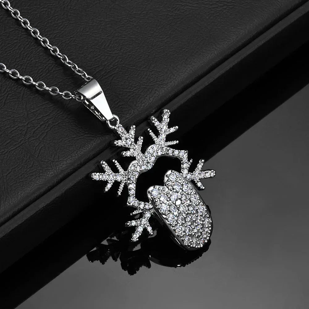 Snowflake Tongue Pendant Necklace Zircon Hip Hop Jewelry | Caratix Jewelry - CaratixJewelry