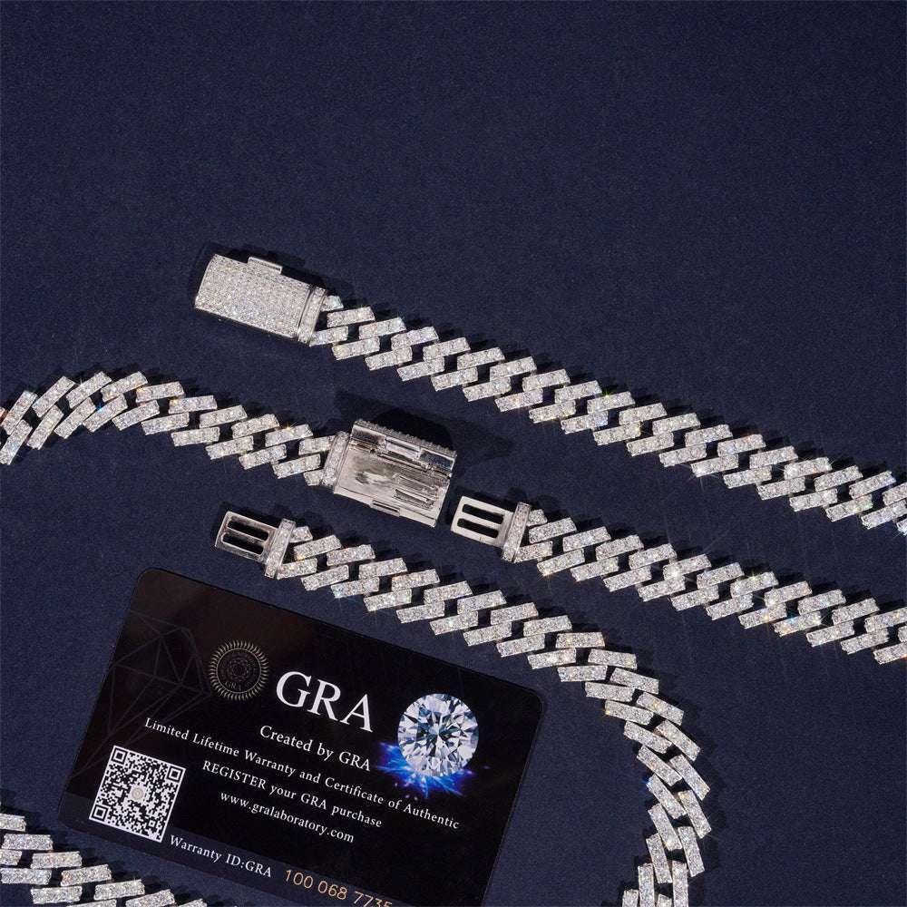 13mm Moissanite Cuban Link Necklace | S925 Silver Men’s Iced Out Hip Hop Chain - CaratixJewelry