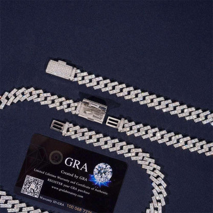 13mm Moissanite Cuban Link Necklace | S925 Silver Men’s Iced Out Hip Hop Chain - CaratixJewelry