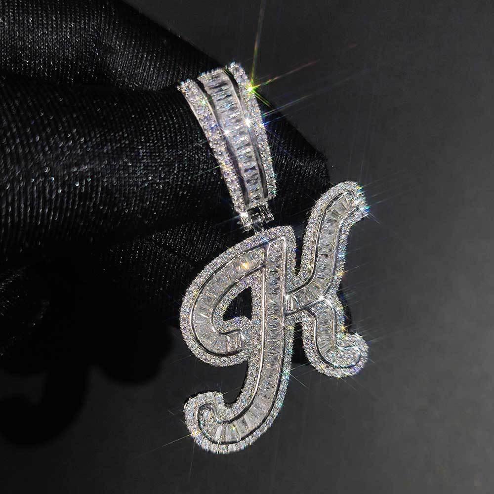 Custom Letter Pendant Necklace with Zircon Stones for Men and Women | Caratix Jewelry - CaratixJewelry