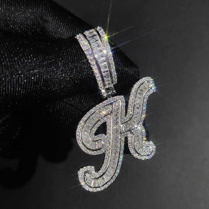 Custom Letter Pendant Necklace with Zircon Stones for Men and Women | Caratix Jewelry - CaratixJewelry