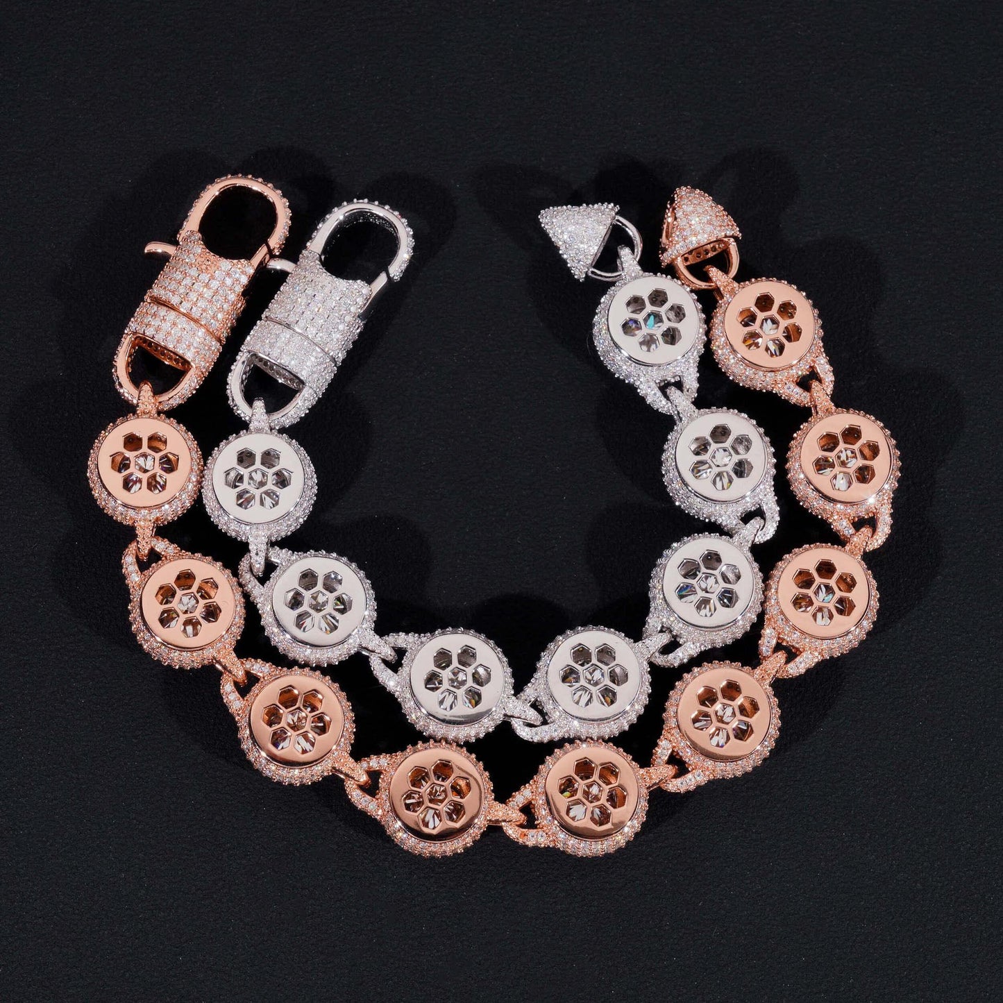 14mm Round-Bezel D Color Moissanite Cuban Link Bracelet – S925 Sterling Silver Iced-Out Hip Hop Streetwear Jewelry - CaratixJewelry