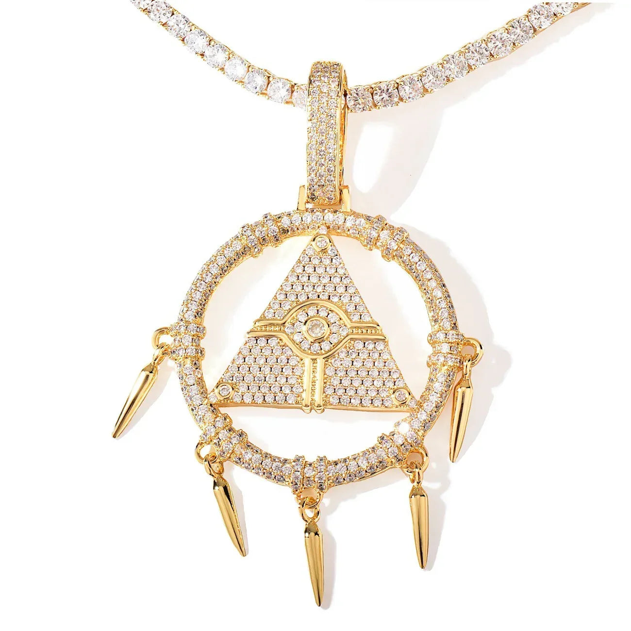 Iced Out Dream Catcher Pendant Necklace – Hip Hop CZ Streetwear Jewelry for Trendsetters - CaratixJewelry