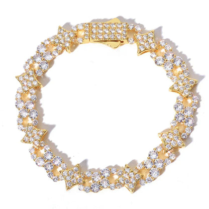12mm Iced Out Star Figure 8 Bracelet Zircon Rapper Iced Out Chain Style | Caratix Jewelry - CaratixJewelry
