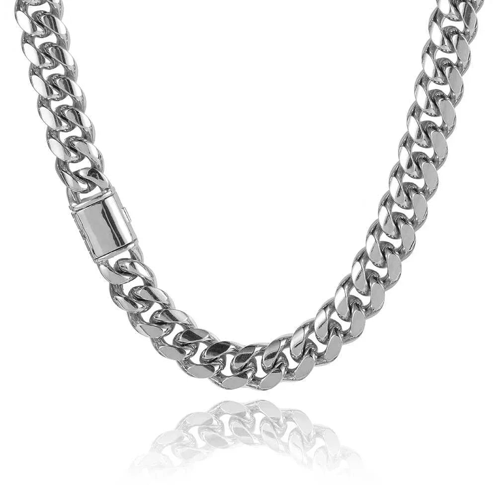 Stainless Steel Titanium Cuban Link Bracelet Polished Round Finish for Men | Caratix Jewelry - CaratixJewelry