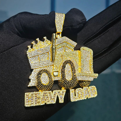 Iced Out Truck Pendant Necklace | CZ Heavy Hip Hop Men’s Streetwear Jewelry - CaratixJewelry