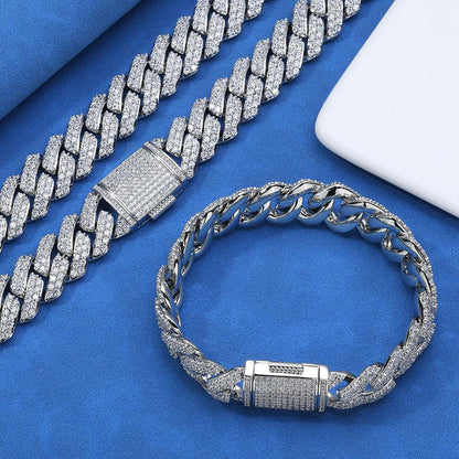 Iced Out Jewelry 15mm S925 Silver CZ Cuban Link Bracelet – Custom Men’s Fashion Accessory | Caratix Jewelry - CaratixJewelry