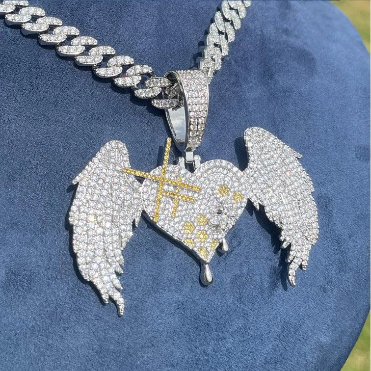 Unisex Angel Wings Love Necklace | Premium Copper CZ Freedom Jewelry - CaratixJewelry
