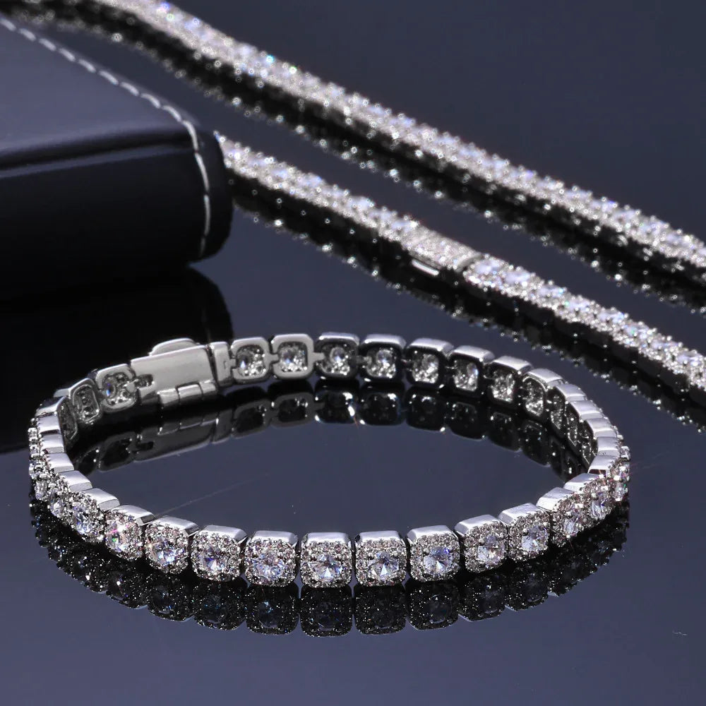 Custom 5mm S925 Silver Baguette Bracelet | Pro Flip-Clasp Bling Jewelry | Caratix - CaratixJewelry