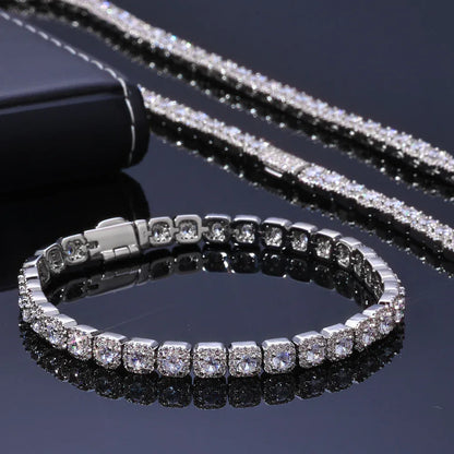Custom 5mm S925 Silver Baguette Bracelet | Pro Flip-Clasp Bling Jewelry | Caratix - CaratixJewelry