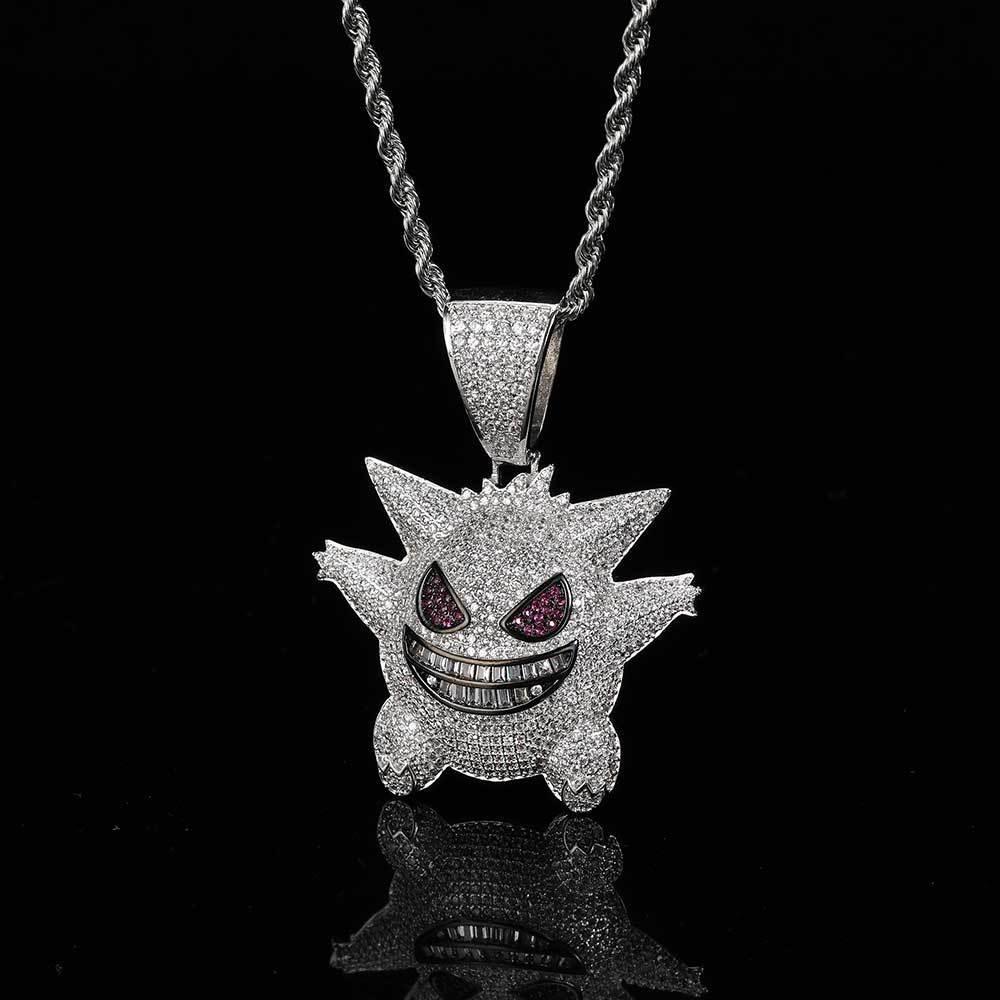 Petite Ghost Pendant Necklace with Micro-Pave Zircon and Gold Plating for Men | Caratix Jewelry - CaratixJewelry