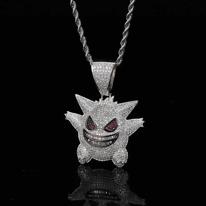 Cute Ghost Pendant Necklace with Micro-Pave Zircon and Gold Plating for Men | Caratix Jewelry - CaratixJewelry