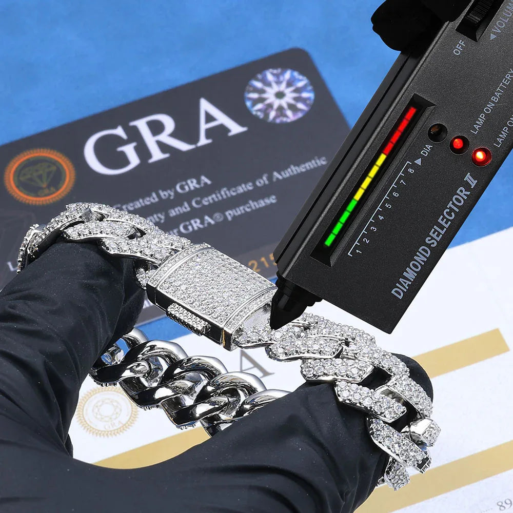 Iced Out Jewelry 15mm S925 Silver CZ Cuban Link Bracelet – Custom Men’s Fashion Accessory | Caratix Jewelry - CaratixJewelry