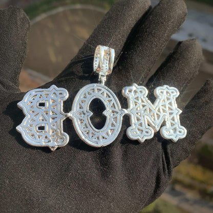 Cloud Pattern Letter Pendant | Iced Out CZ DIY Hip Hop Rapper Custom Necklace - CaratixJewelry