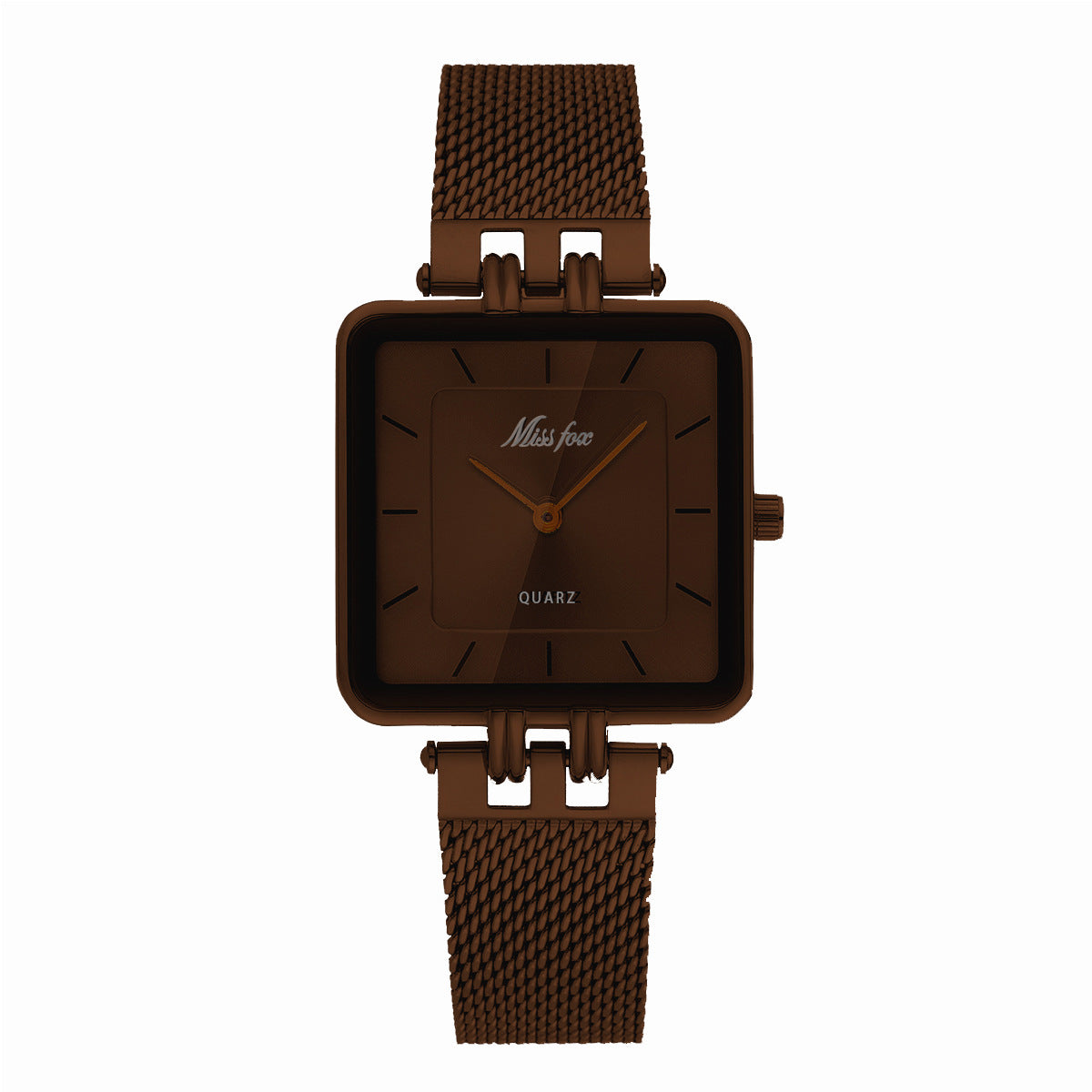Classic Square Gold Watch Stainless Steel Mesh Band | Caratix