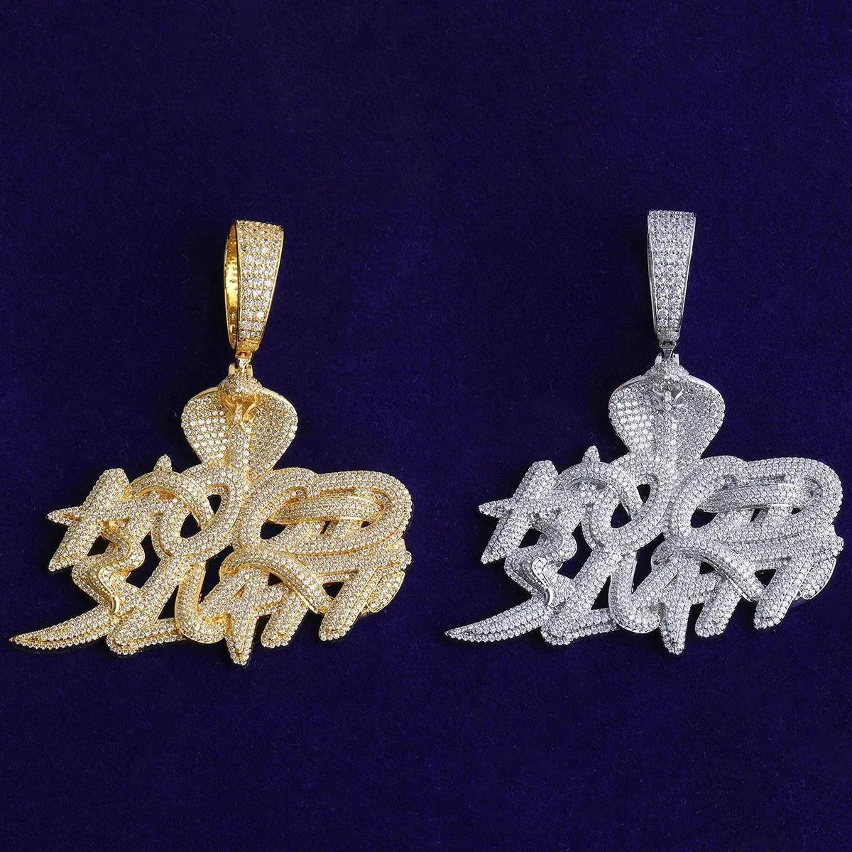 Iced Out King Cobra Pendant | Men's Real Copper 3D Serpent Necklace | - CaratixJewelry